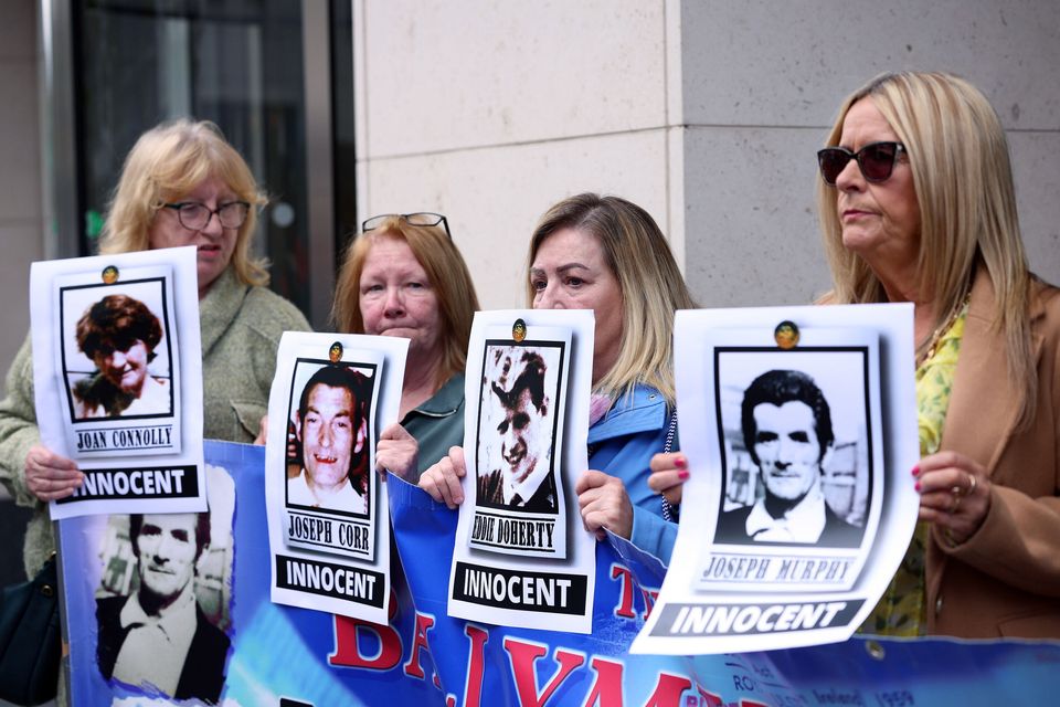 Briege Voyle (left), whose mother, Joan Connolly, was killed in Ballymurphy, attended the protest against the Government's new Legacy Act (Pic by Stephen Davison/Pacemaker)