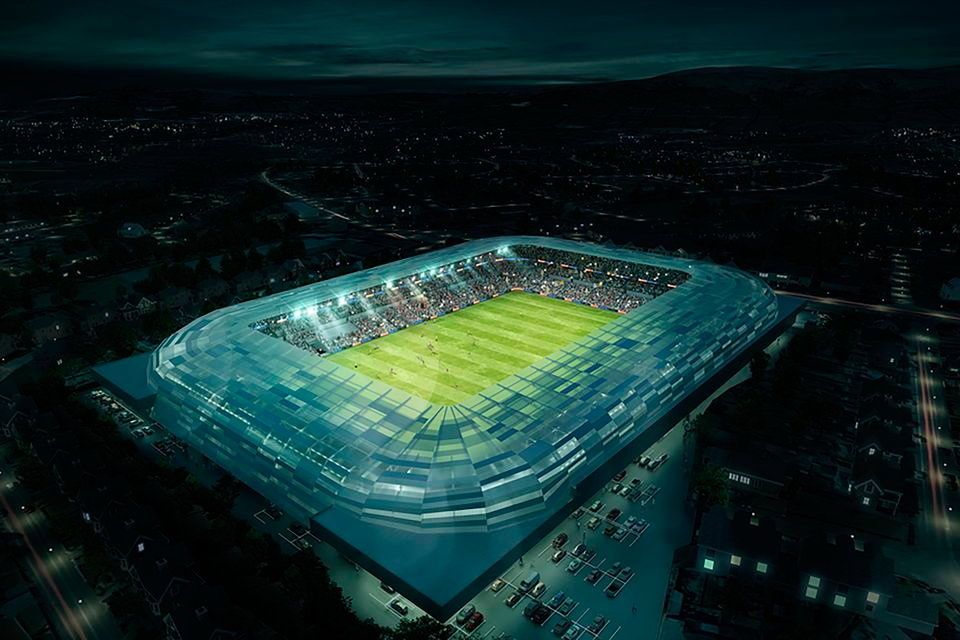 A computer-generated image of the new Casement Park project