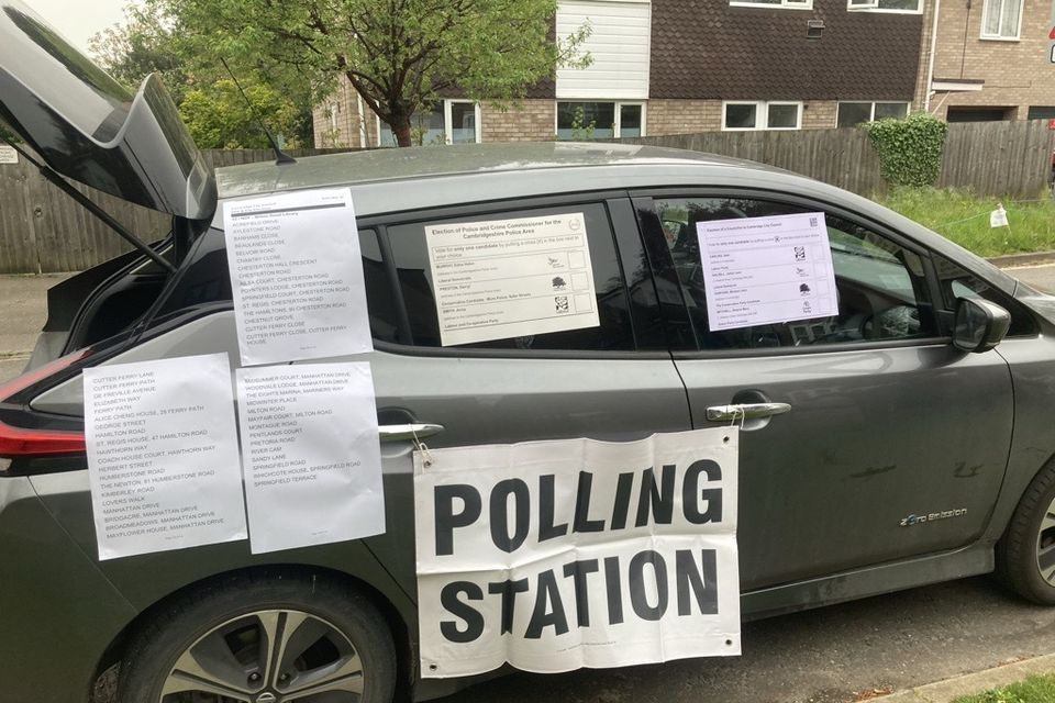 A car being used as a polling station (Cambridge Electoral Services/PA)