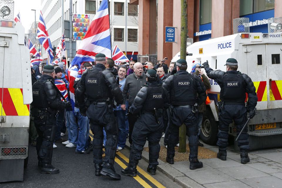 Loyalist flag protest at Belfast City Hall