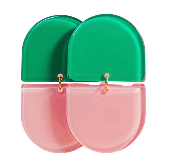 Pink and Green earrings, £23, Ear Sass