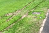 thumbnail: Damage to the ratepayer-funded football pitch at Ballymena Showgrounds caused during a stock car race on Friday