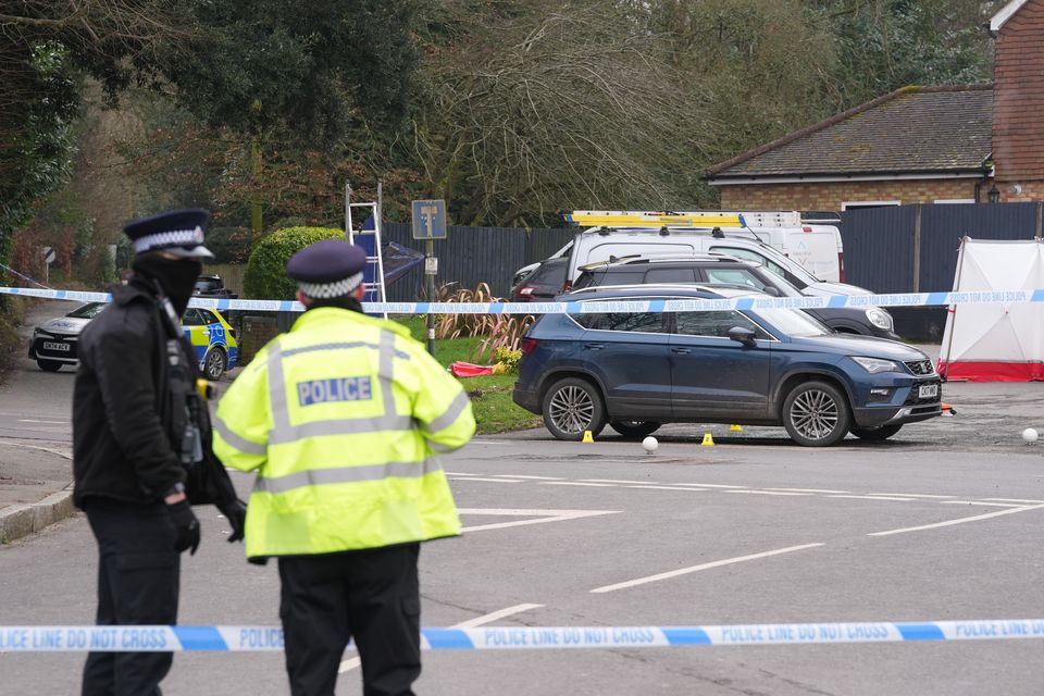 A police cordon at the Three Horseshoes pub in Knockholt, Sevenoaks in Kent (Gareth Fuller/PA)