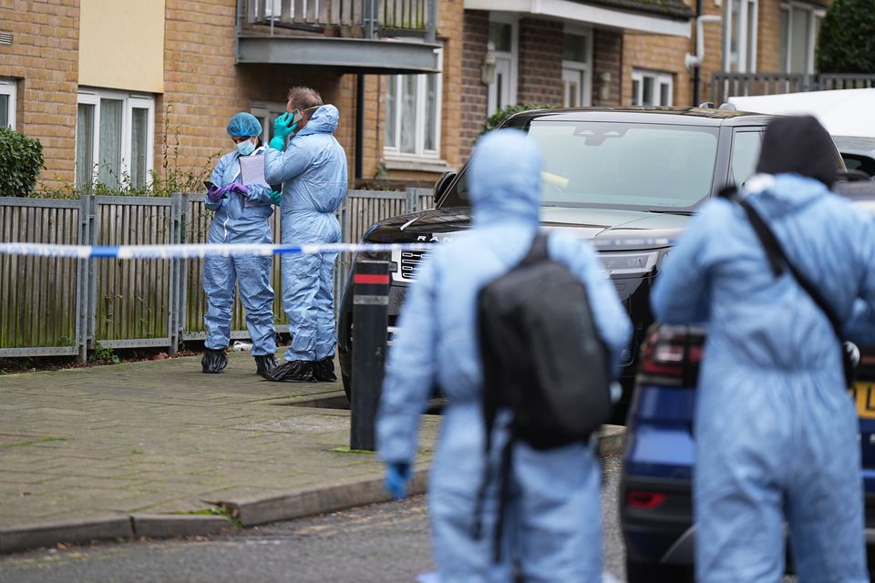 Police forensic officers at the scene (Aaron Chown/PA)