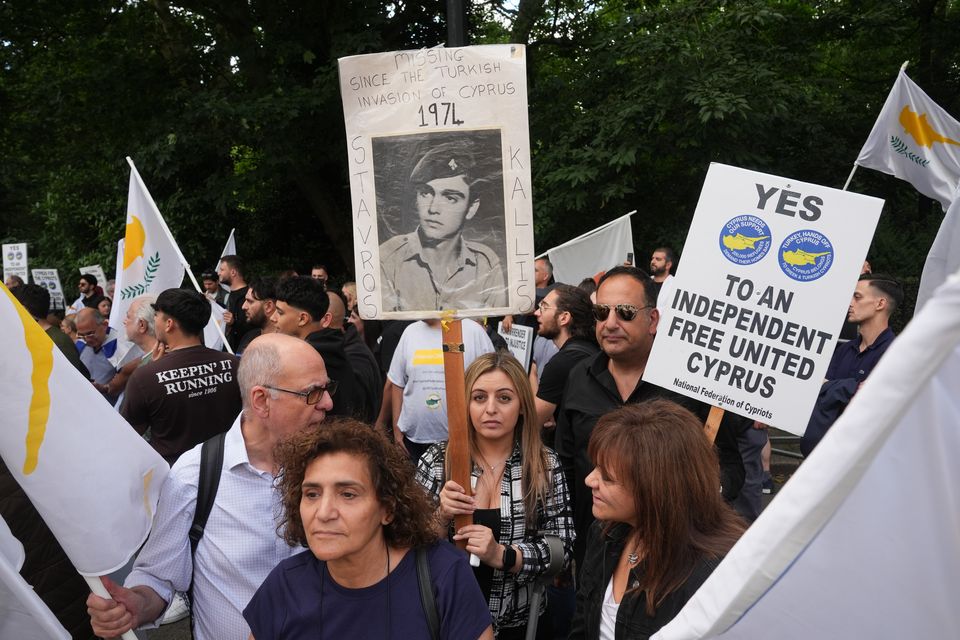 Members of the National Federation of Cypriots in the UK (Lucy North/PA)