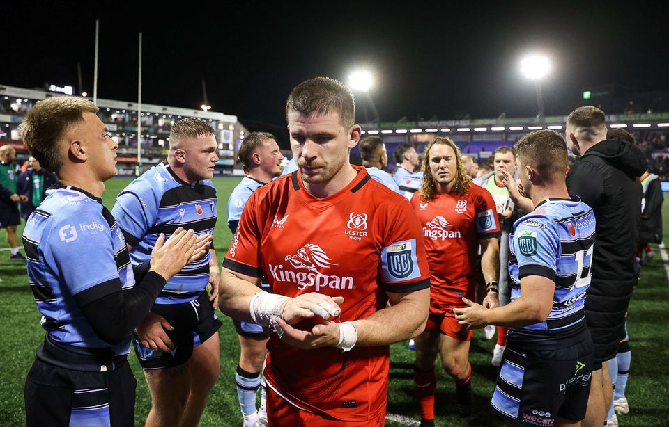 Ulster’s Nick Timoney cuts a dejected figure following their defeat to Cardiff at The Arms Park