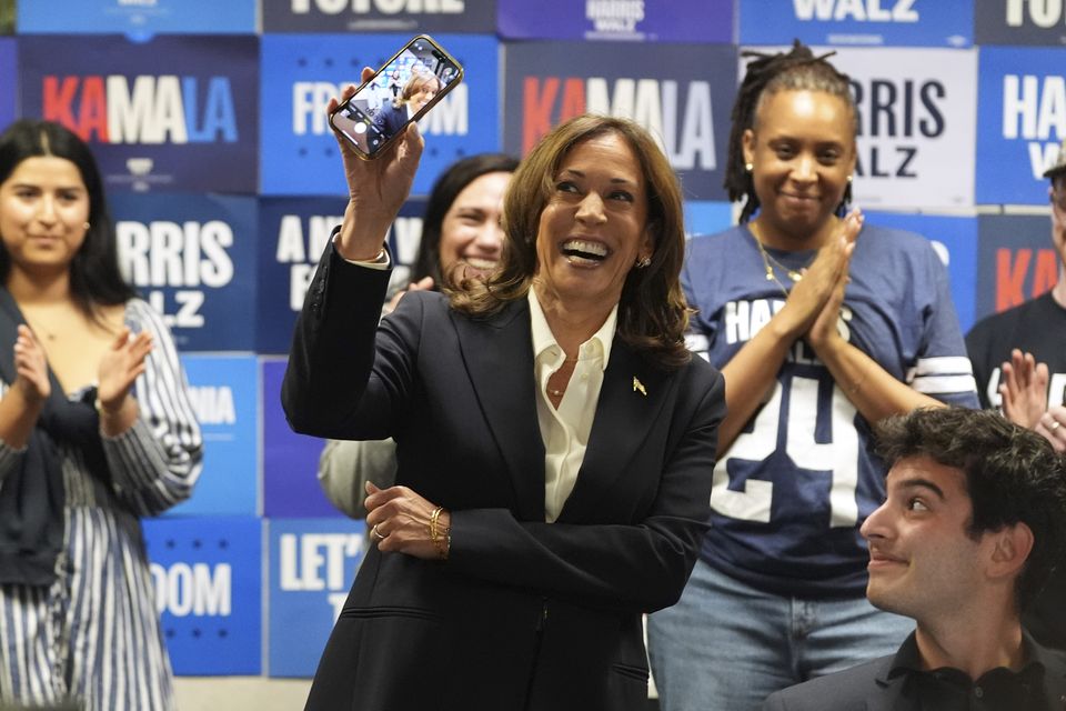 Kamala Harris spent polling day trying to rally her supporters (Jacquelyn Martin/AP)