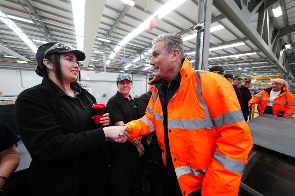 Sir Keir Starmer meeting workers at the factory in April (Owen Humphreys/PA)