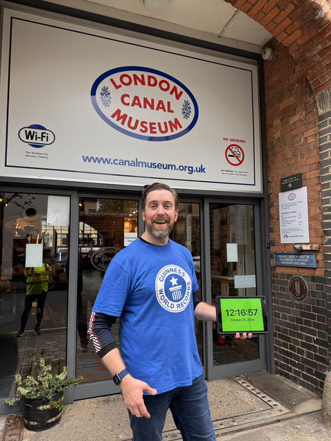 Mr Melham visited 42 museums in London in a day to set the new record (Ben Melham/Guinness World Records/PA)