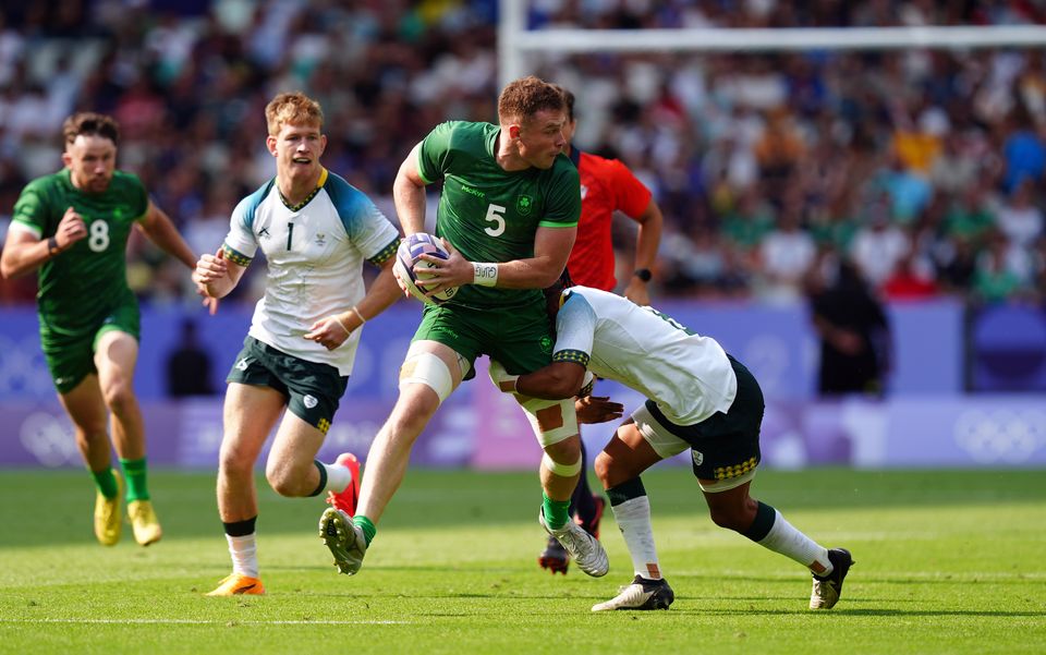 Ireland’s Zac Ward during the rugby sevens match against South Africa in Paris (David Davies/PA)