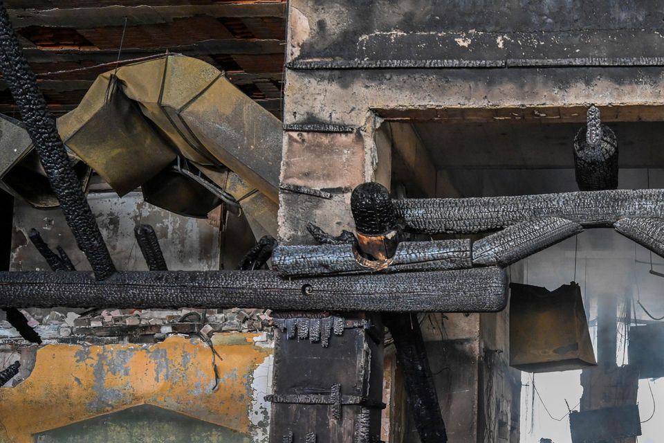 The interior of the damaged building (Mert Gokhan Koc/DIA/AP)