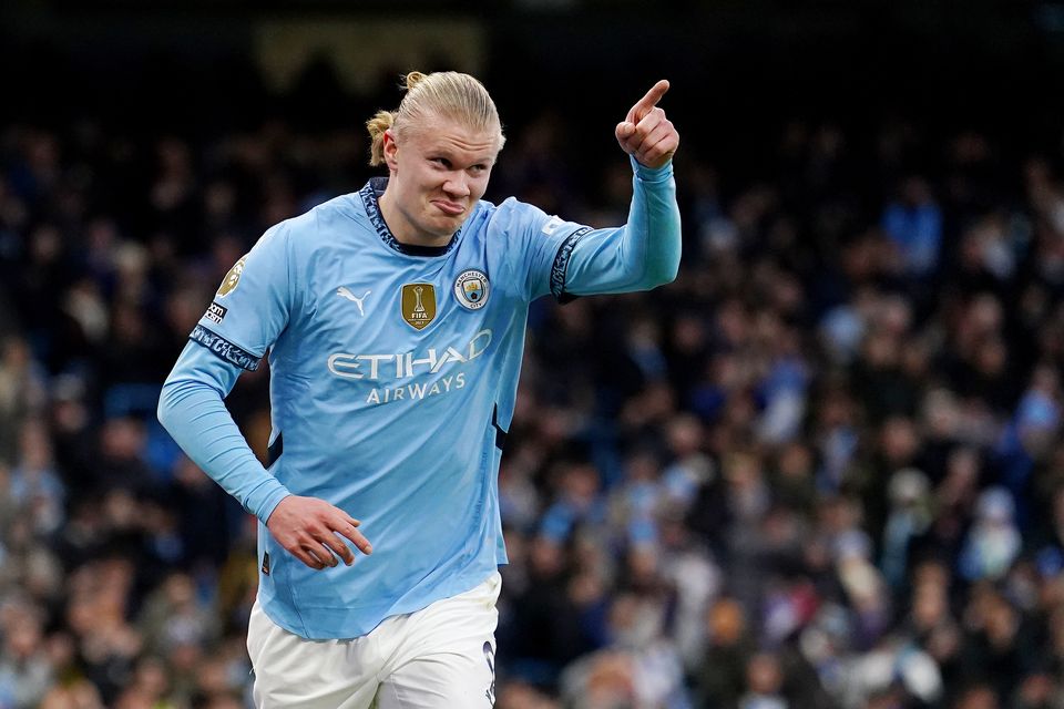 Erling Haaland celebrates his first goal (Martin Rickett/PA)