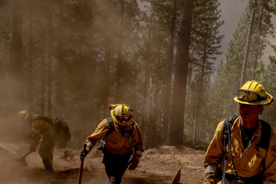 Firefighters near Chico, California (Stephen Lam/San Francisco Chronicle/AP)