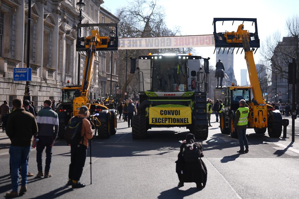 Farmers protest in Whitehall, London, over the changes to inheritance tax (IHT) rules (Jordan Pettitt/PA)