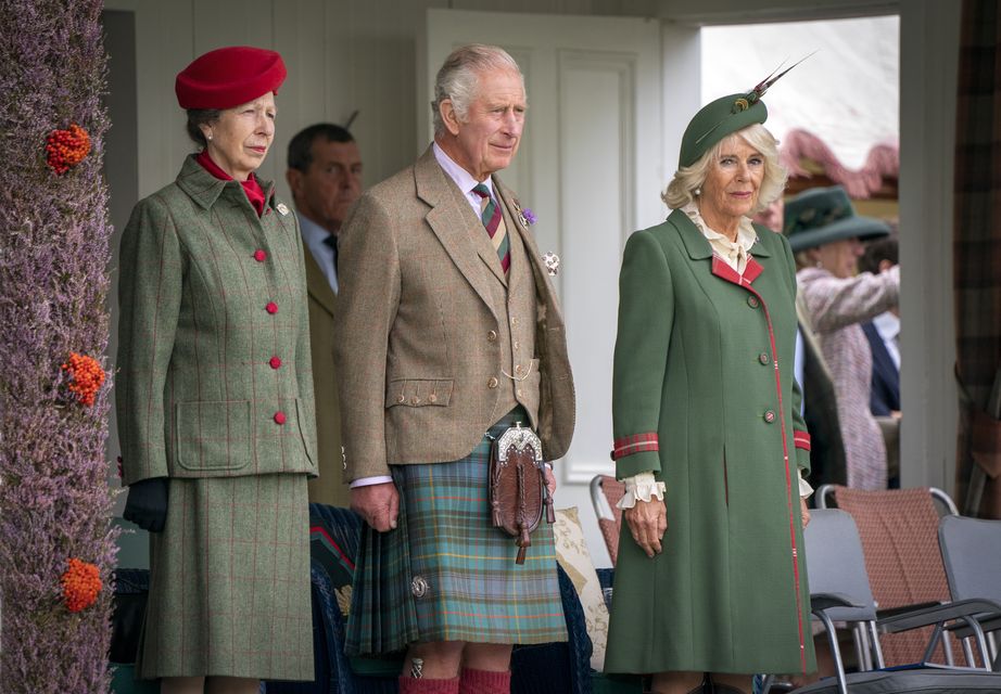 Anne, Charles and Camilla were already in Scotland, attending the Braemar Gathering a few days before (Jane Barlow/PA)