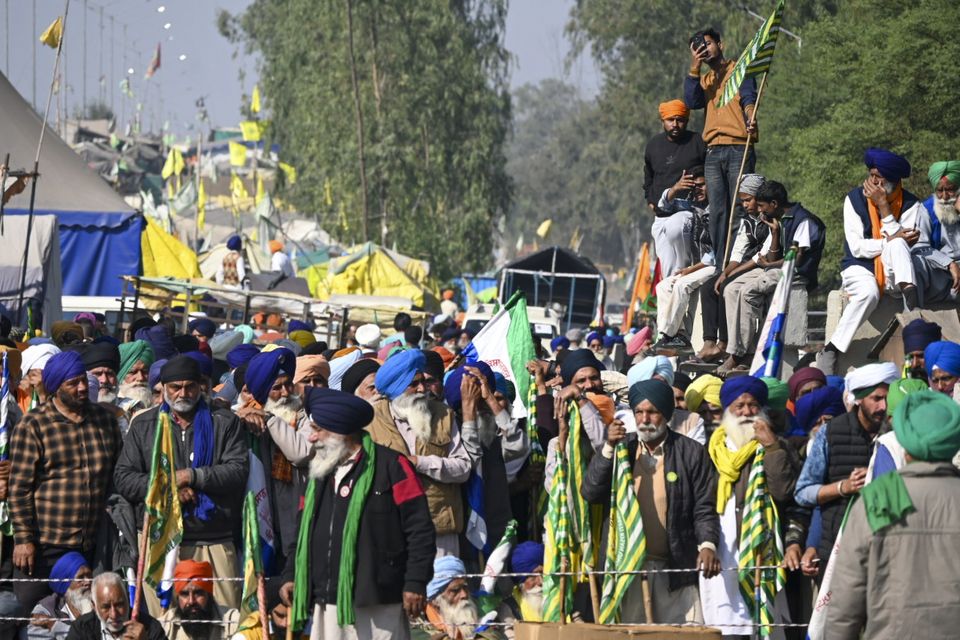 Protesting farmers, who were marching to New Delhi, are stopped by the police near the Punjab-Haryana border at Shambhu, India (Rajesh Sachar/AP)