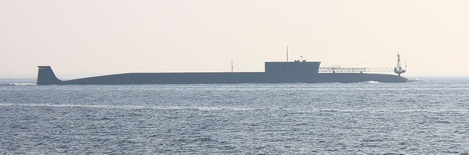 Russian nuclear submarine, Yuri Dolgoruky, is seen during sea trials. Image: Schekinov Alexey Victorovich/Wikipedia