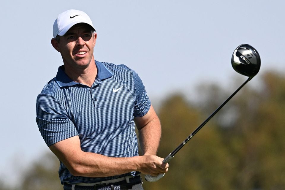 Rory McIlroy  hits his tee shot on the second hole during the final round of The Genesis Invitational