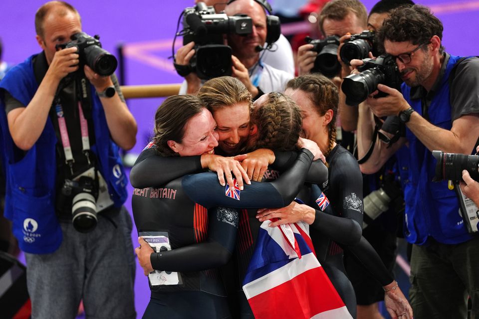 Elinor Barker, Josie Knight, Anna Morris and Jessica Roberts secured bronze in the women’s team pursuit (David Davies/PA)