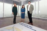 thumbnail: At the launch of the framework for the waterside of Belfast, councillor Clíodhna Nic Bhranair, chair of Belfast City Council’s City Growth and Regeneration Committee, Kerrie Sweeney, CEO of Maritime Belfast Trust and Oliver Schulze, co-founder and partner with Schulze+Grassov