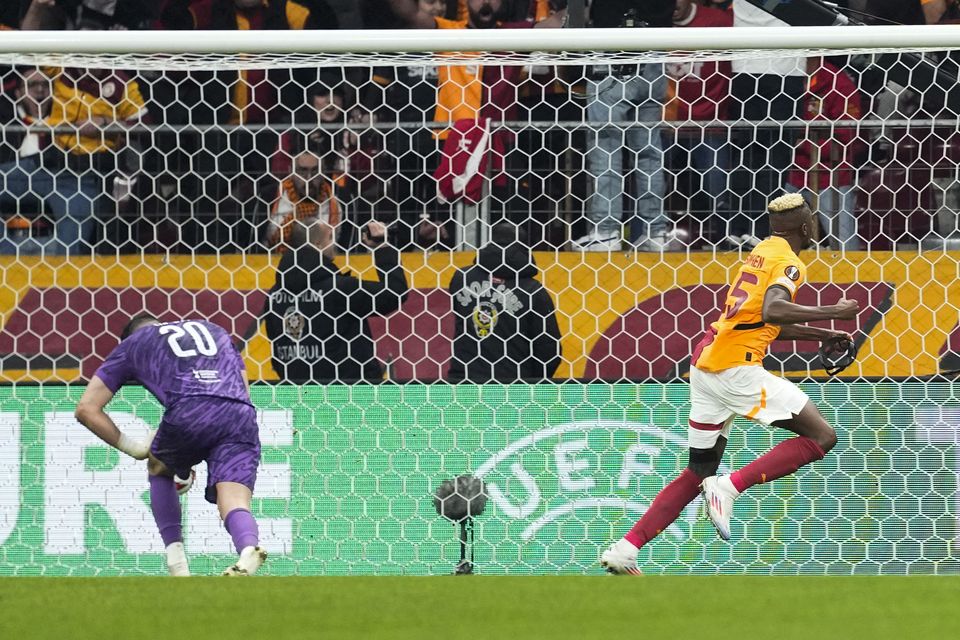 Galatasaray’s Victor Osimhen scored twice (Khalil Hamra/AP)