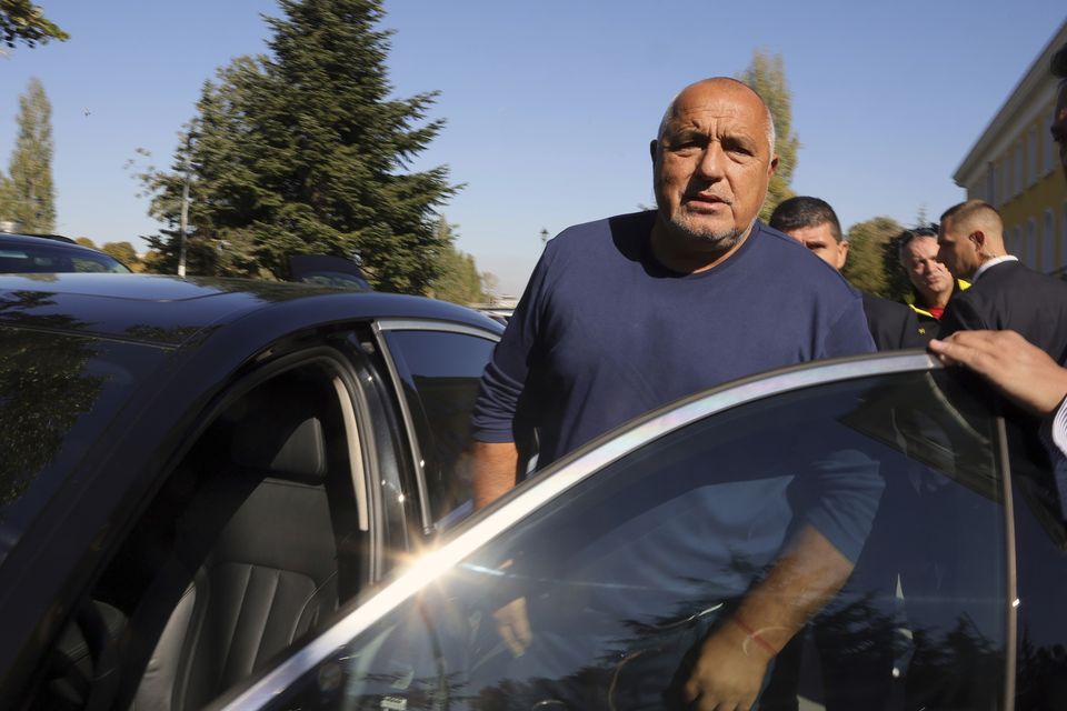 Mr Borissov, seen during his campaign in the town of Assenovgrad on October 19, days before Bulgarians head to the polls once more on Sunday (Valentina Petrova/AP)