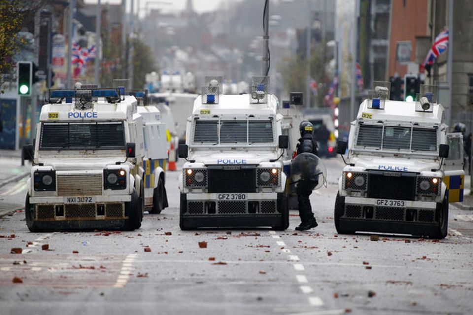 Loyalist protestors converge on Belfast City Hall. Picture date: Saturday January 5, 2013