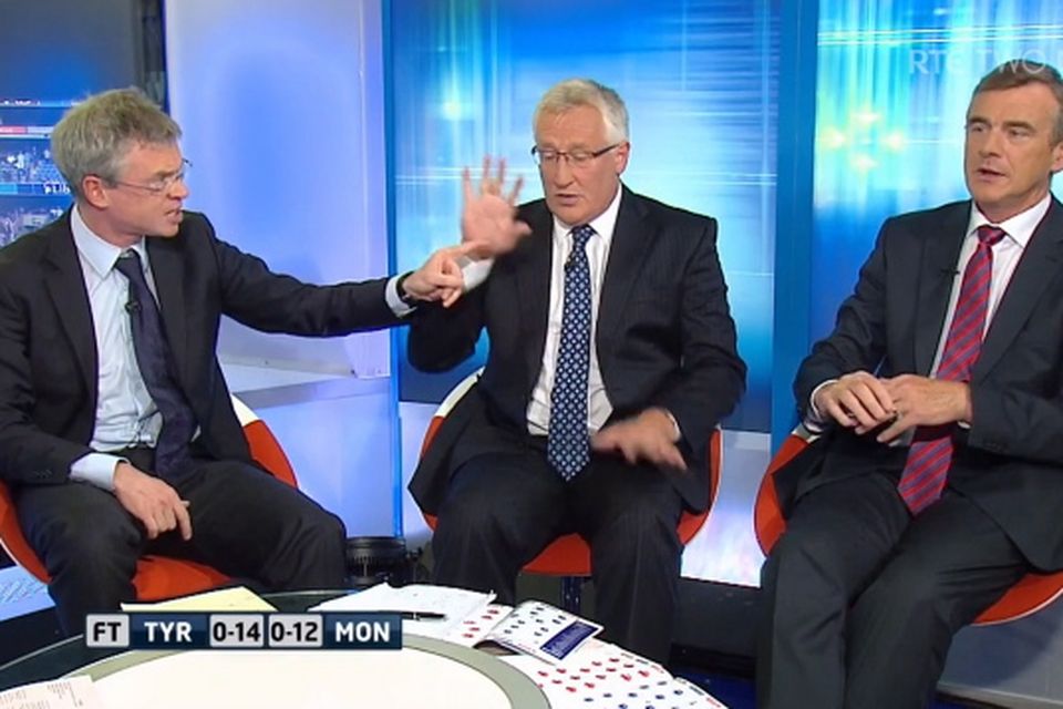 RTÉ Pundit Joe Brolly (left) speaks passionately about the tactics employed by Tyrone and Sean Kavanagh in their All-Ireland quarter final with Monaghan at Croke Park