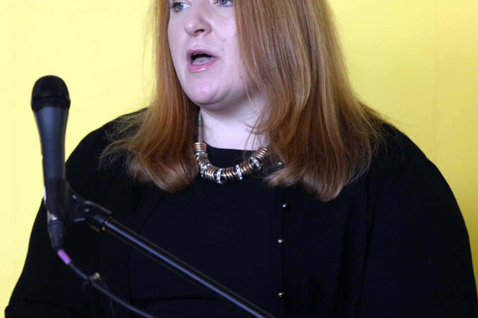 East Belfast MP Naomi Long addresses those gathered for the Alliance Party’s general election manifesto launch yesterday