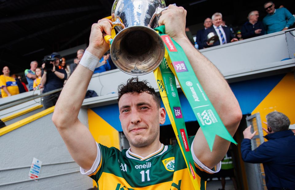 Kerry's Paudie Clifford lifts the Munster title following his side's victory over Clare