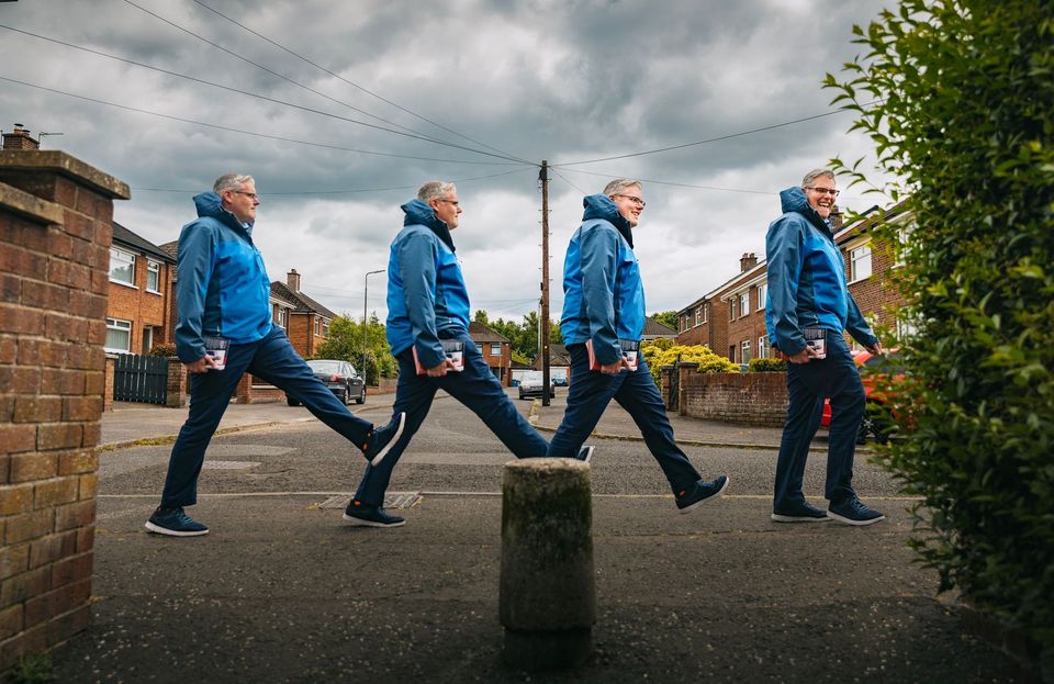 Gavin Robinson on the election trail in east Belfast (Photo by Kevin Scott)