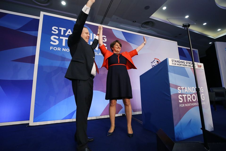 Leader Arlene Foster and deputy leader Nigel Dodds pictured at the DUP annual conference at the Crowne Plaza Hotel in Belfast.
 Photo by Kelvin Boyes / Press Eye.