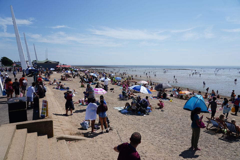 Beachgoers head to the coast at Southend-on-Sea (Ian West/PA)