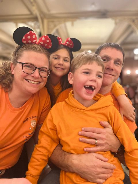 Isaac Tilley with his mother Aimee, 37, sister Eva, 11, and father Adrian, 49 (Aimee Tilley/PA)