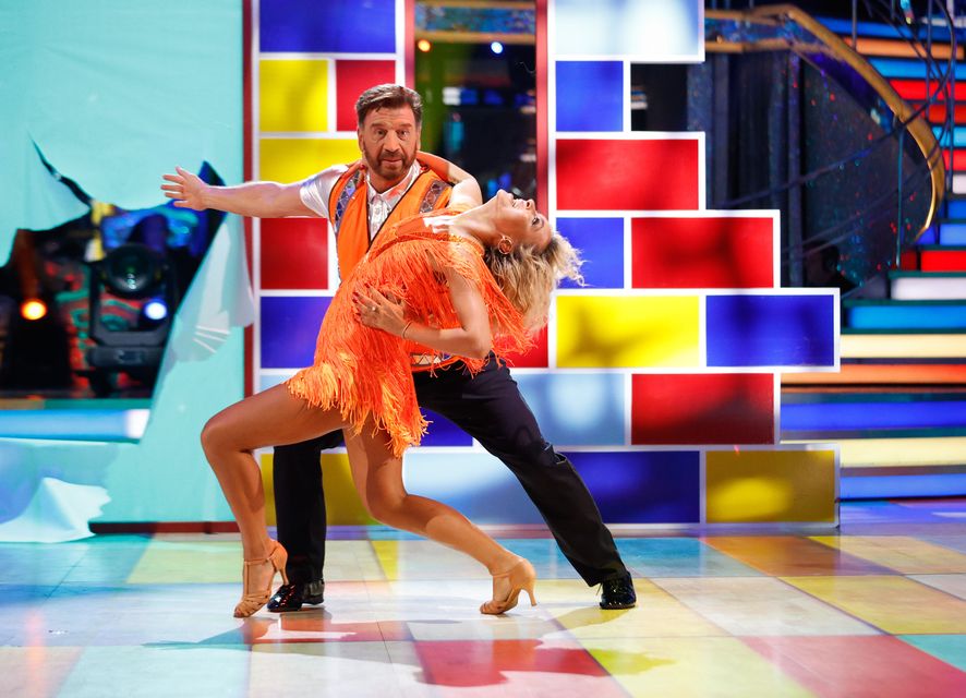 Nick Knowles and Luba Mushtuk, during their appearance on the live show on Saturday (Guy Levy/BBC)