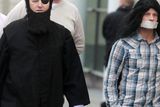 thumbnail: Loyalist campaigner Willie Frazer appears at Belfast Laganiside Courts in relation to his flag protest charges dressed as Muslim Cleric Abu Hamza.  Willie Frazer arrives at court with his supporters including Jamie Bryson (right)