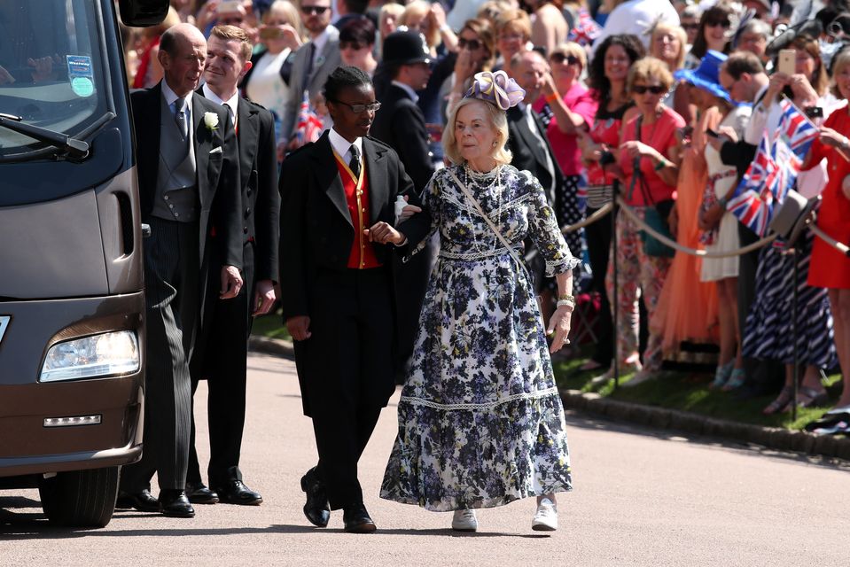 The Duchess of Kent, in white trainers, arrives at St George’s Chapel at Windsor Castle for the wedding of the Duke and Duchess of Sussex in 2018 (Chris Radburn/PA)