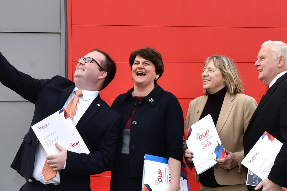 DUP leader Arlene Foster gets a selfie with party candidates