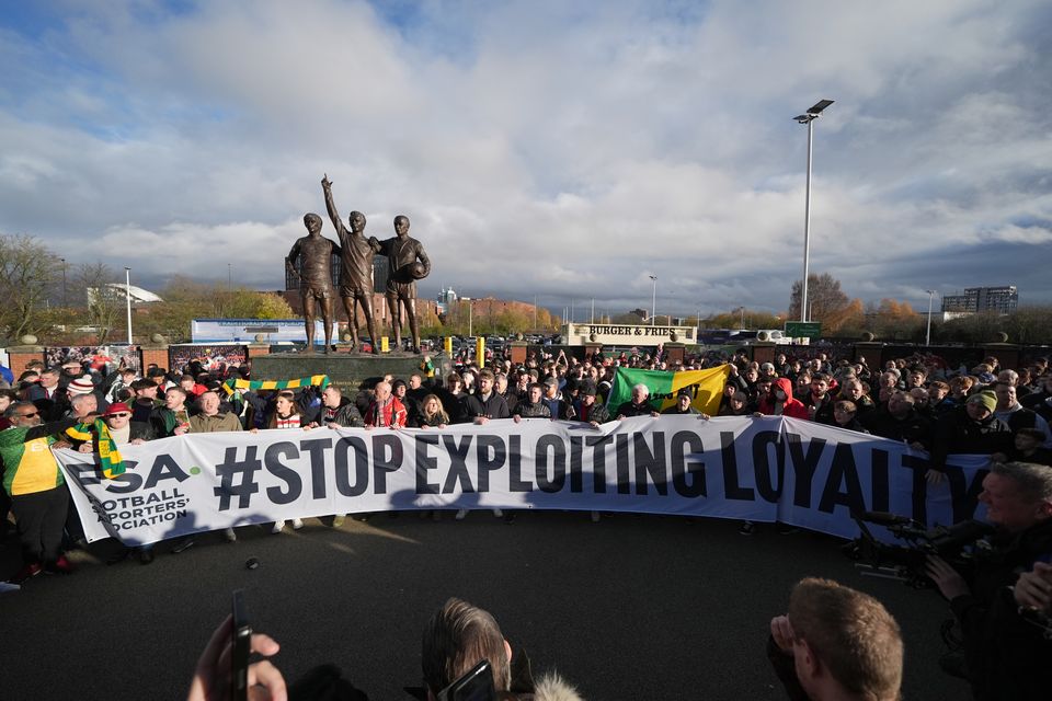 Manchester United fans protested ticket pricing last weekend before facing Everton (Martin Rickett/PA)