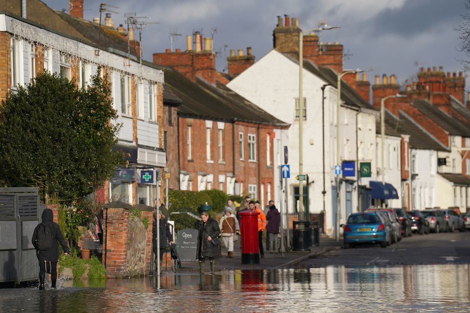 Floodwater in Quorn, Leicestershire (Joe Giddens/PA)