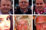 thumbnail: Composite of photograph of six of the British victims of the Tunisia beach massacre who are being returned to the UK. Top row from left,  Adrian Evans, Patrick Evans and Joel Richards. Bottom row from left,  Carly Lovett, Elaine and Denis Thwaites