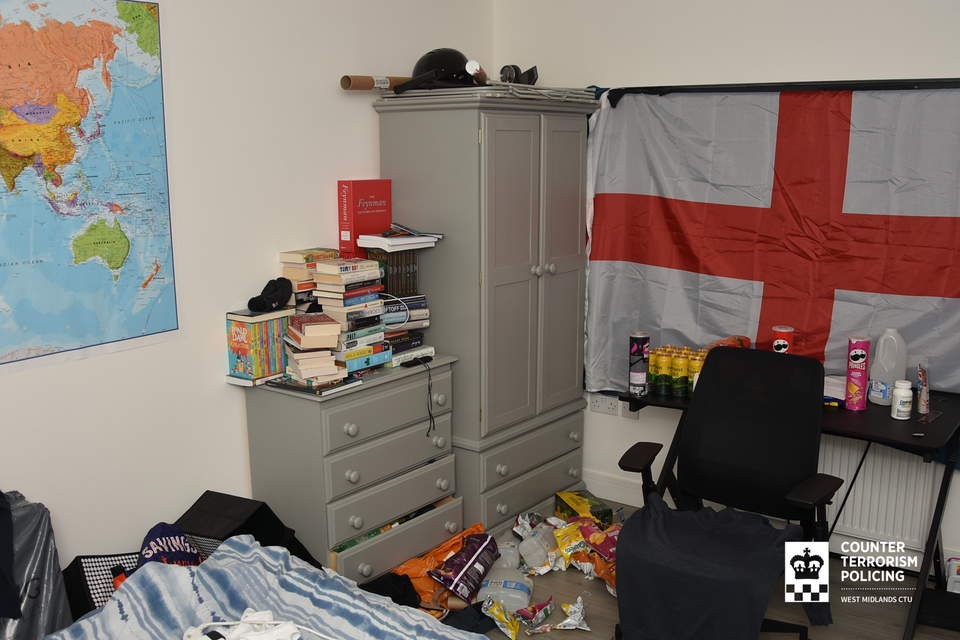 A police photo of Callum Parslow’s bedsit (West Midlands CTU/PA)