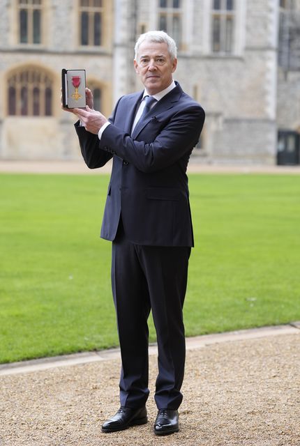 David Mearns, a marine scientist and oceanographer, after being made an Officer of the Order of the British Empire (OBE) by the Prince of Wales at an Investiture ceremony at Windsor Castle, Berkshire (Andrew Matthews/PA)