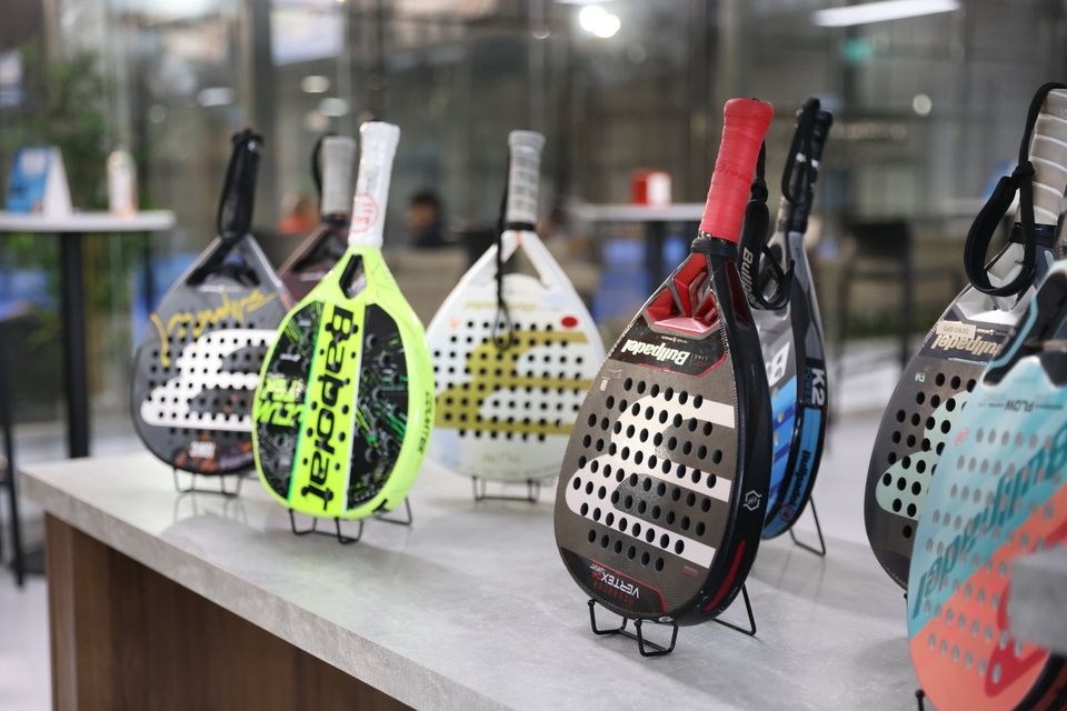 Padel rackets have a unique shape and weight.  Photo: Peter Morrison