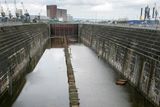 thumbnail: Colin Cobb's Titanic Walking Tours. The Thompson graving dock and pump house where the Titanic's hull inspection and propeller work was done
