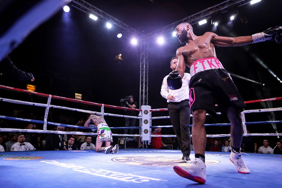 Mohamed Mimoune delivers a knockout blow to clinch the victory against Tyrone McKenna