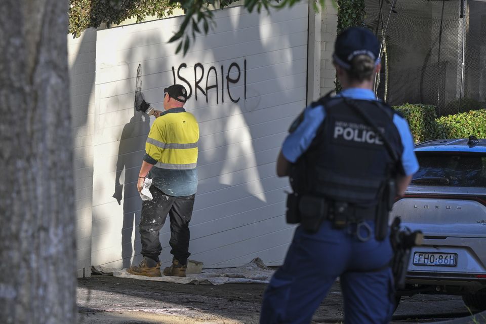 Anti-Israeli graffiti was left on the walls (AAP Image via AP)