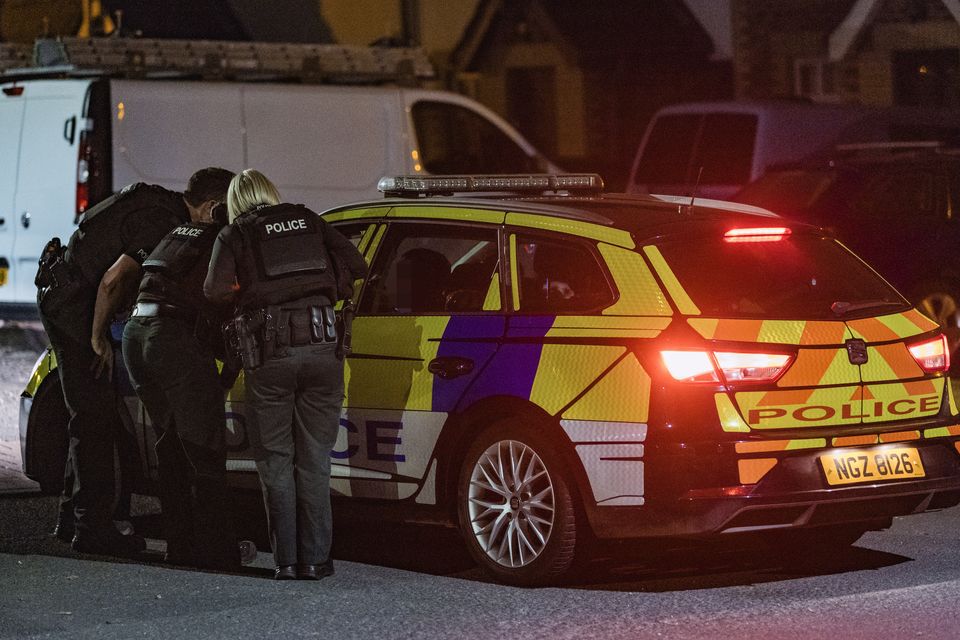 Police and forensic officers at the scene of a sudden death of a woman aged in her 80s in the Hawthorne Court area of Bangor on June 2nd 2024 (Photo by Kevin Scott)