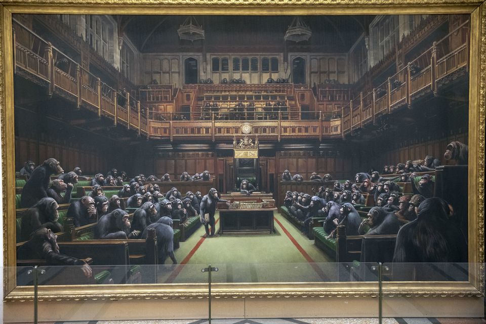 The painting Devolved Parliament by the graffiti artist Banksy (Steve Parsons/PA)