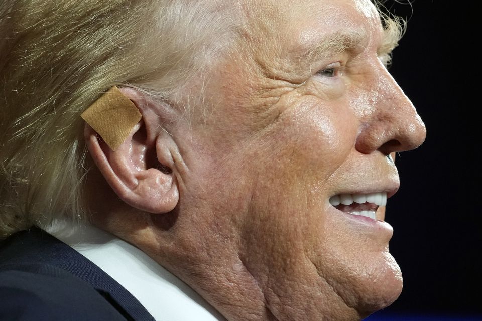 Republican presidential candidate Donald Trump speaks at a campaign rally after an attempt on his life. (AP Photo/Alex Brandon)